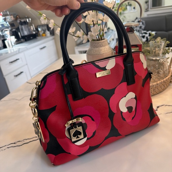 Kate Spade Black and Red Floral Satchel - Picture 5 of 11
